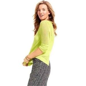 CAbi lime green, split back cotton tunic